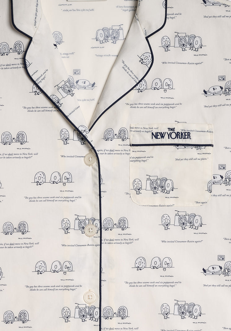 Sleepy Jones x The New Yorker – The Marina Pajama Set in Dozin' Bagels Cream